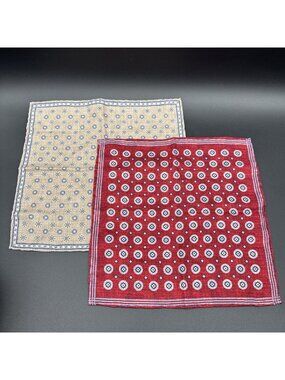Geoff Nicholson Italy 100% Silk Red White Blue Americana Pocket Squares Hankie